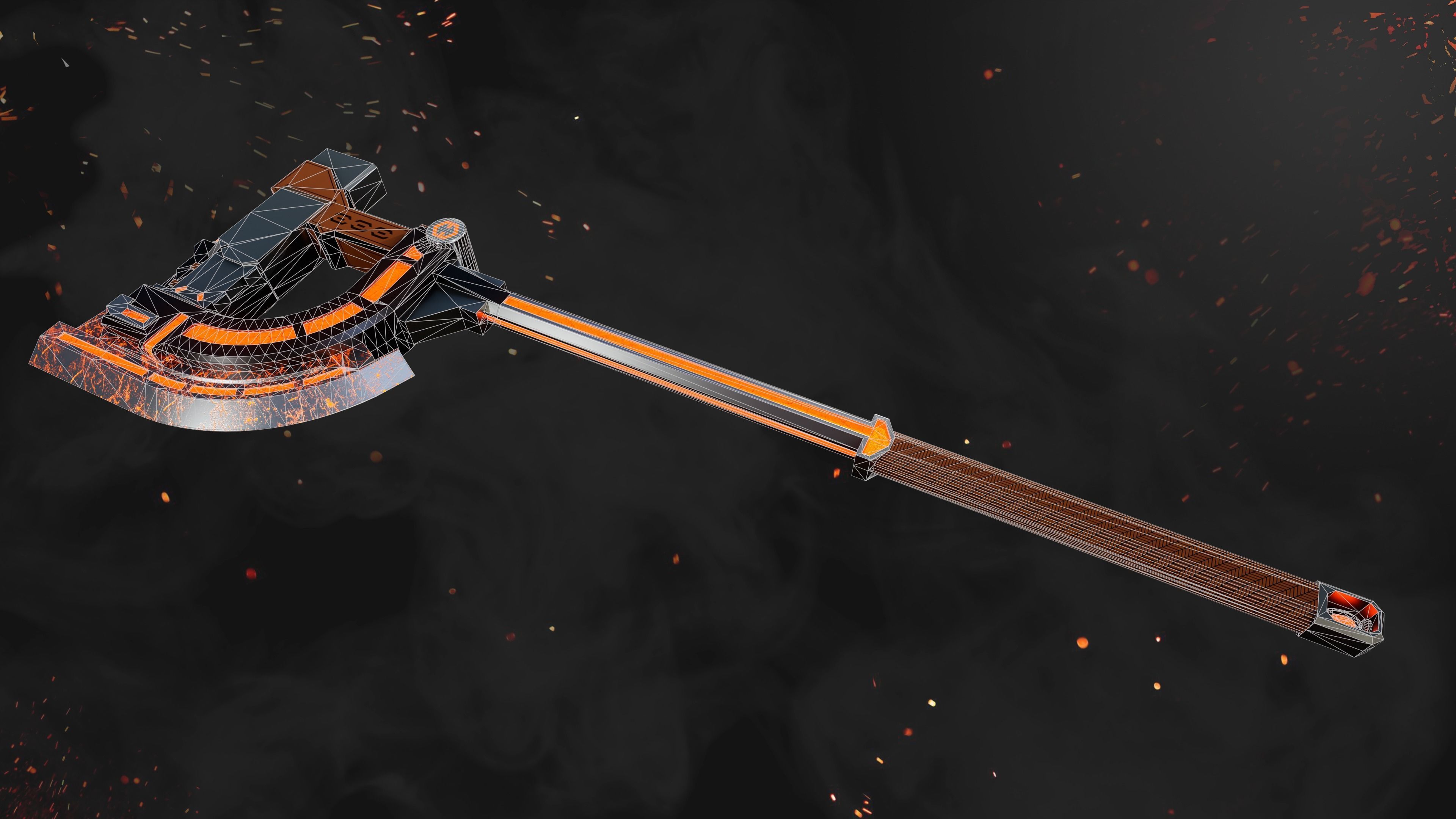 Future Sci-Fi Axe Game-Ready Low-poly 3D model_6