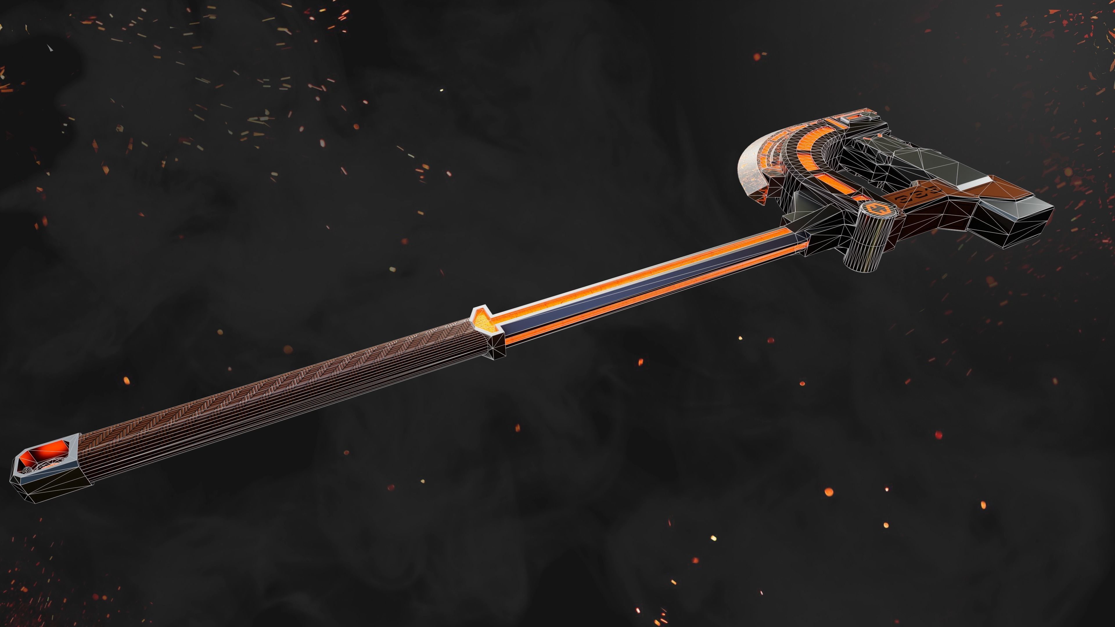 Future Sci-Fi Axe Game-Ready Low-poly 3D model_7