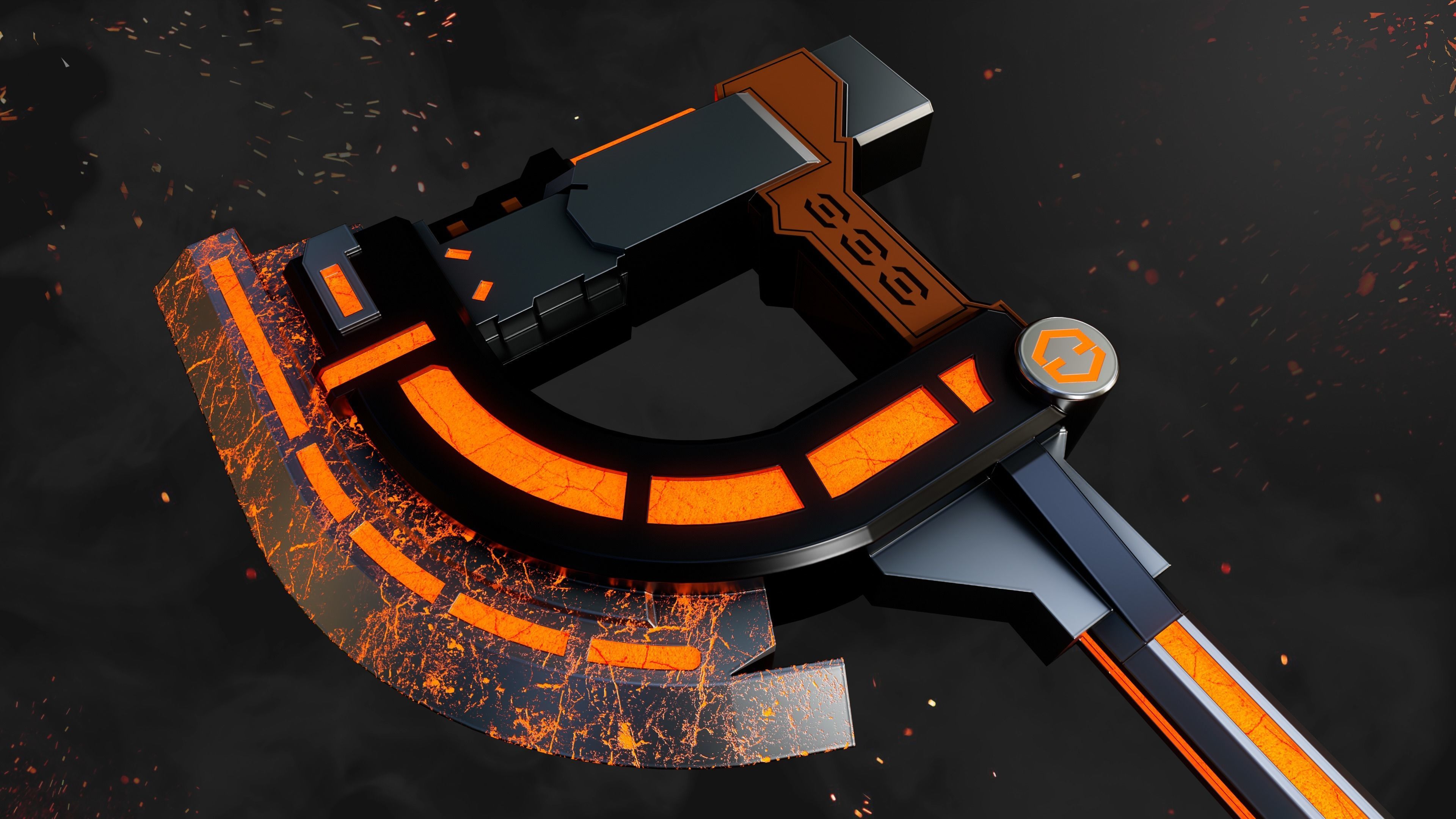 Future Sci-Fi Axe Game-Ready Low-poly 3D model_3