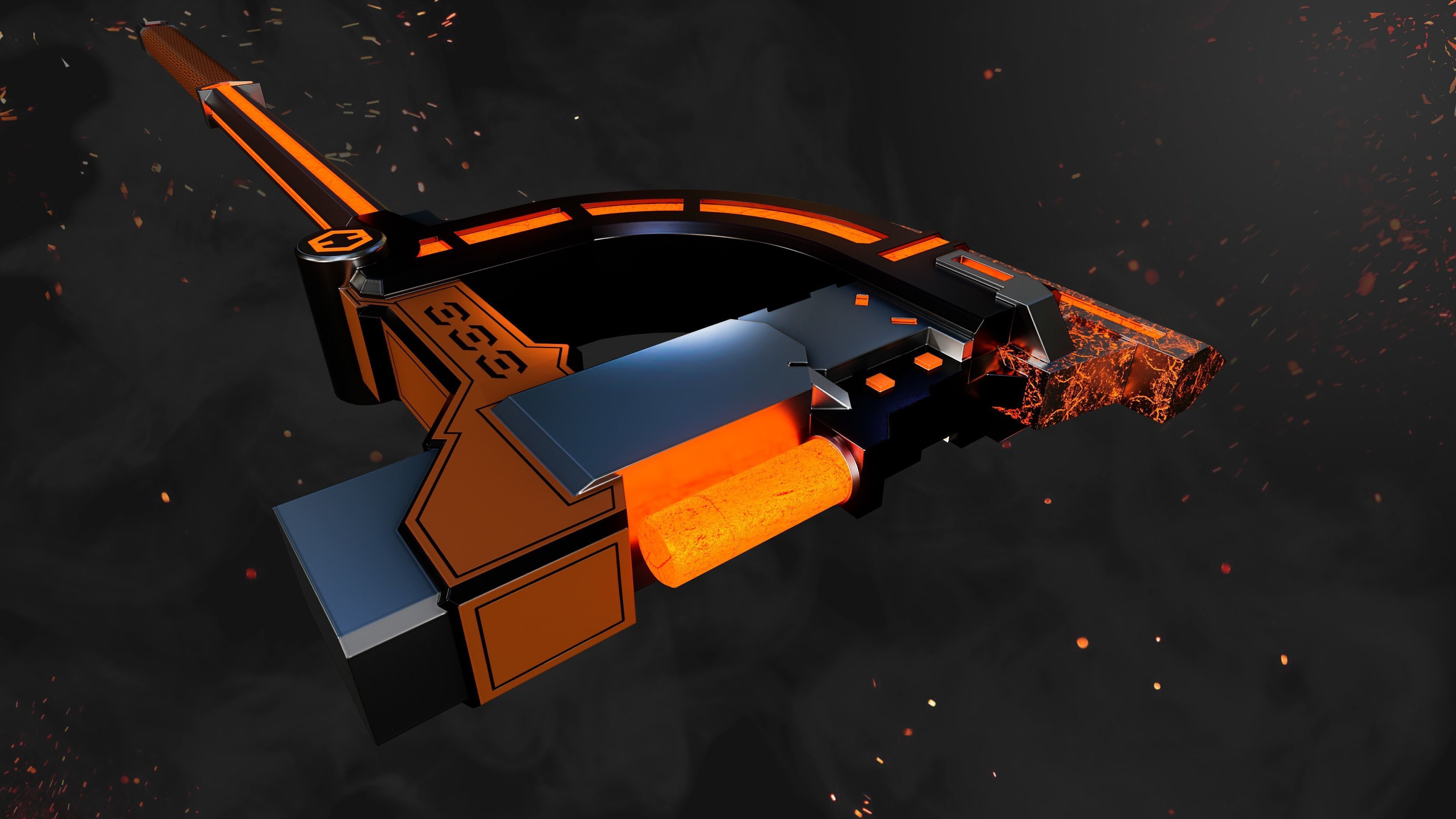 Future Sci-Fi Axe Game-Ready Low-poly 3D model_4