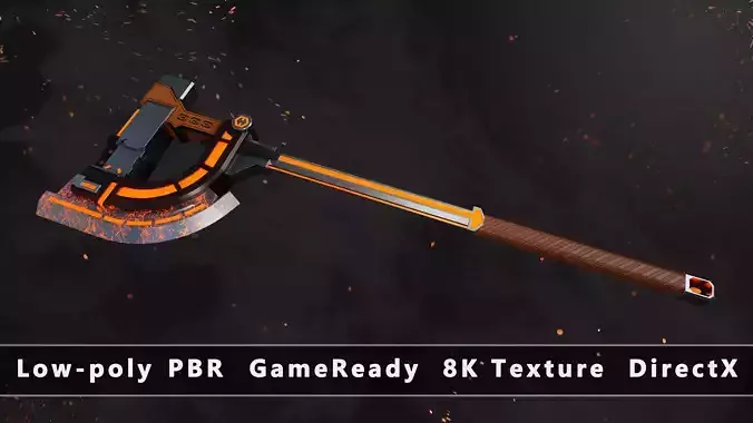 Future Sci-Fi Axe Game-Ready Low-poly 3D model