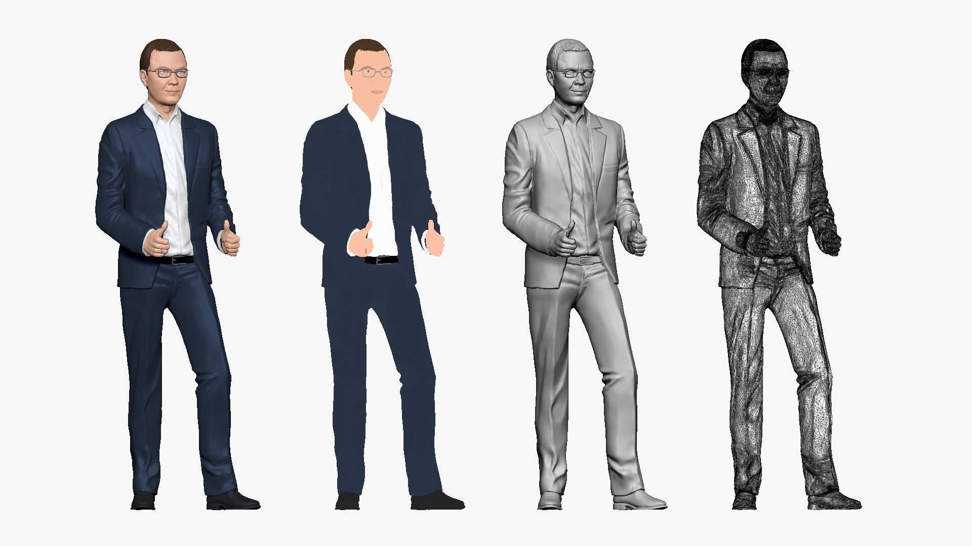 001130 man in blue open suit in glsses 3d print ready 3D print model_1