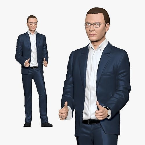 001130 man in blue open suit in glsses 3d print ready 3D print model
