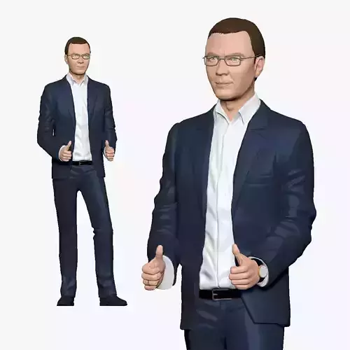 001130 man in blue open suit in glsses 3d print ready 3D print model