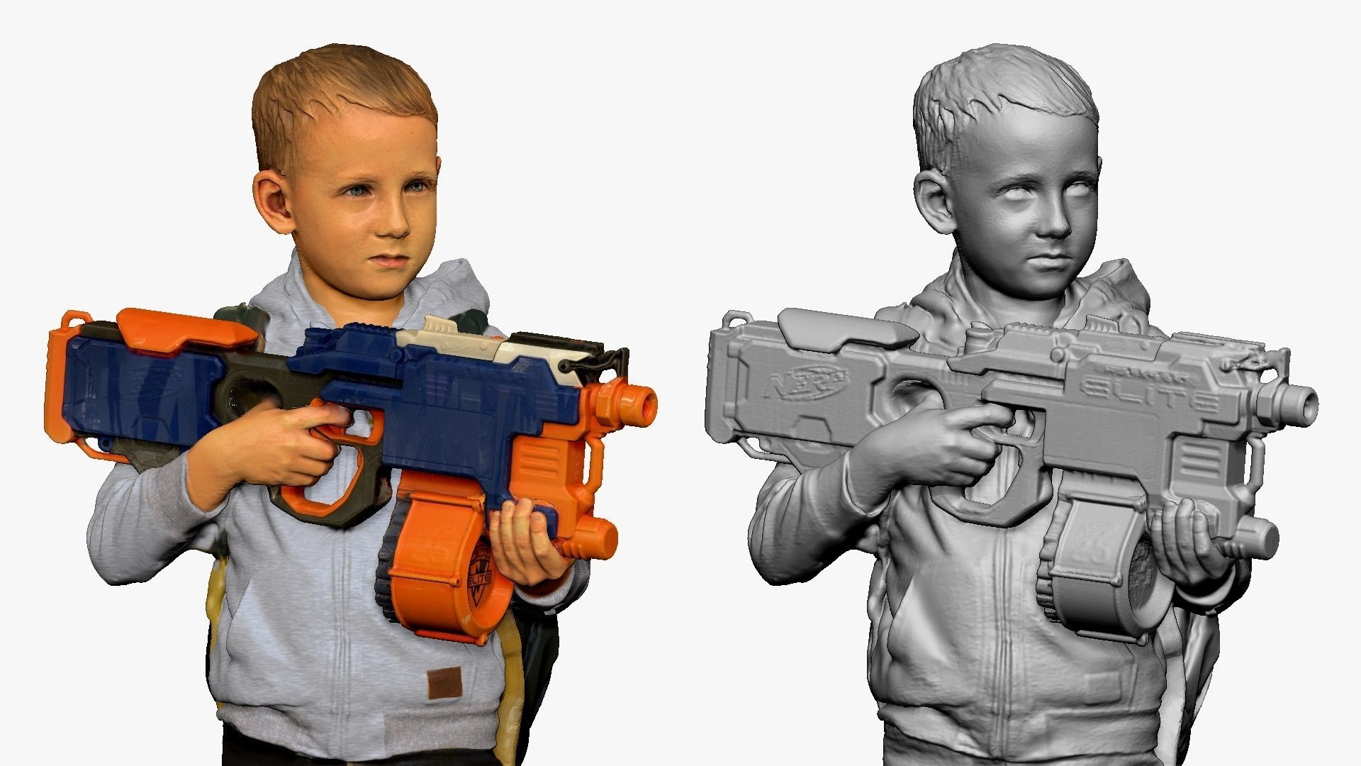 001133 junior boy with water rifle bag behind 3d print ready 3D print model_5