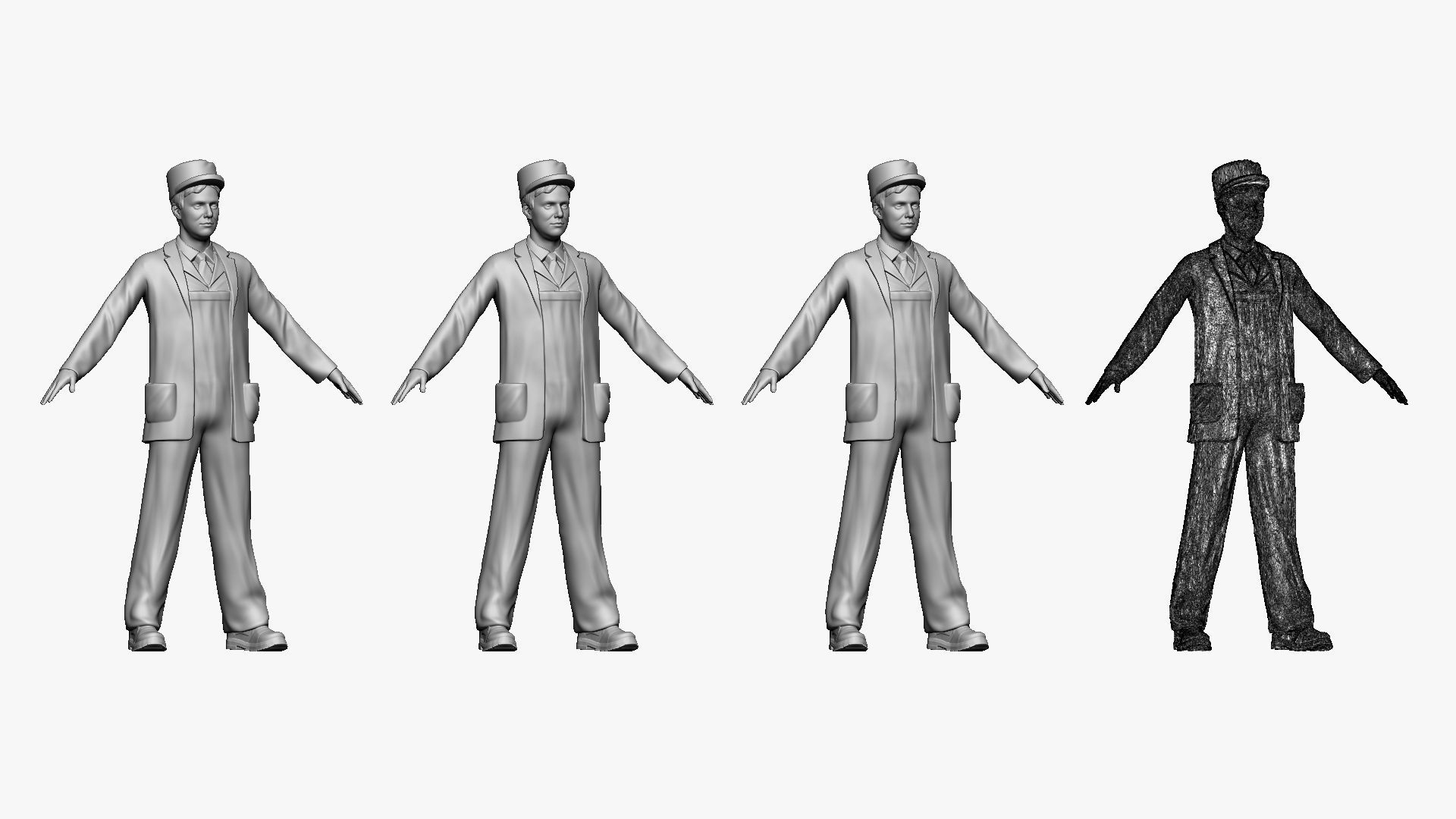 001137 postman in old style 3D model_1