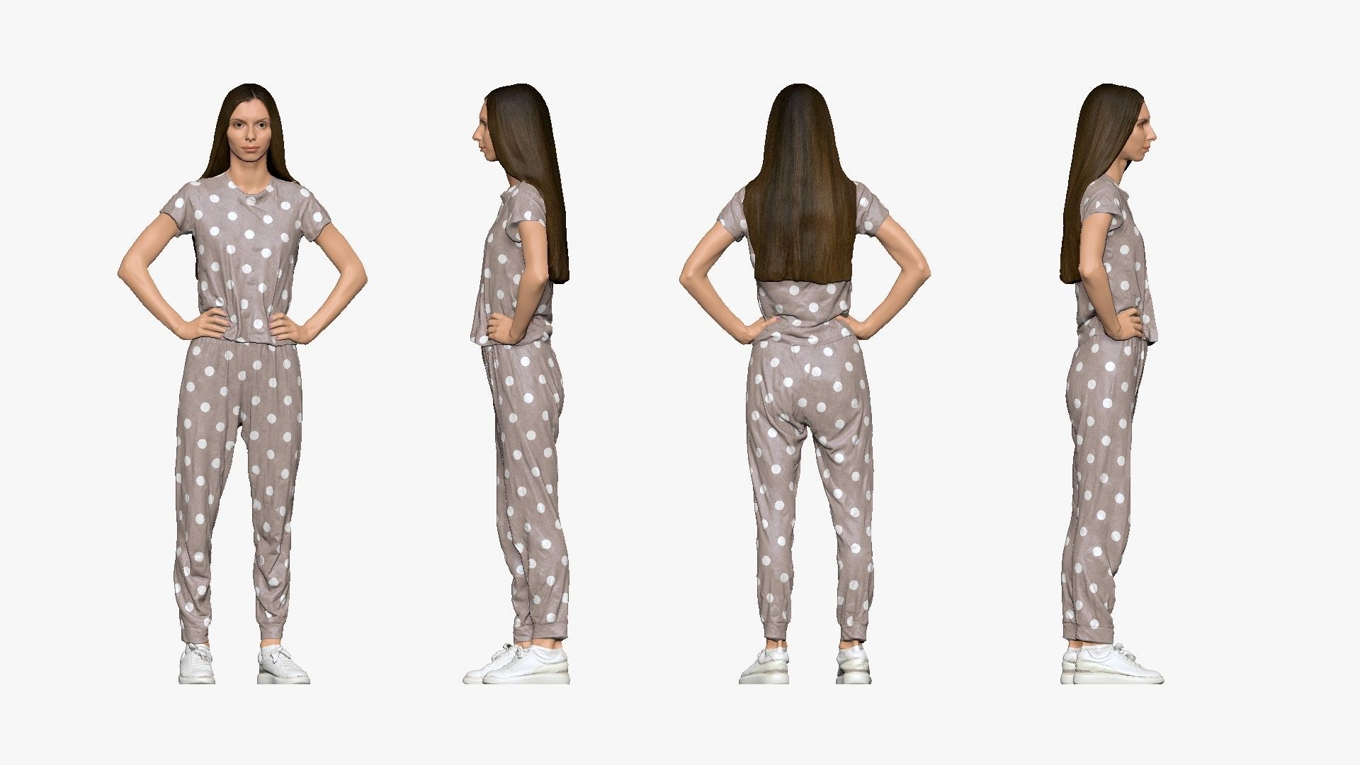 001140 woman in pijama with dots 3D model_3