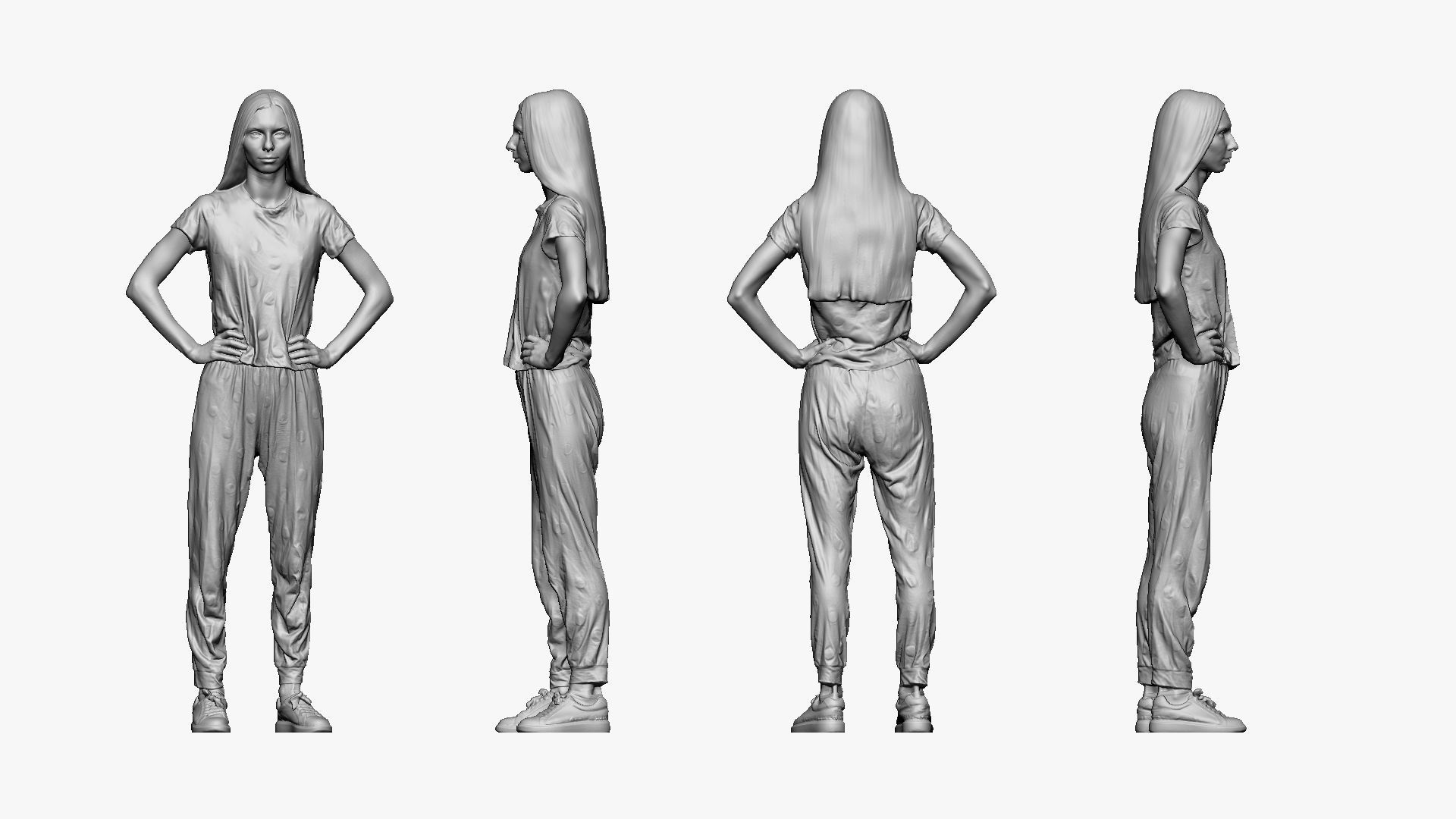 001140 woman in pijama with dots 3D model_4