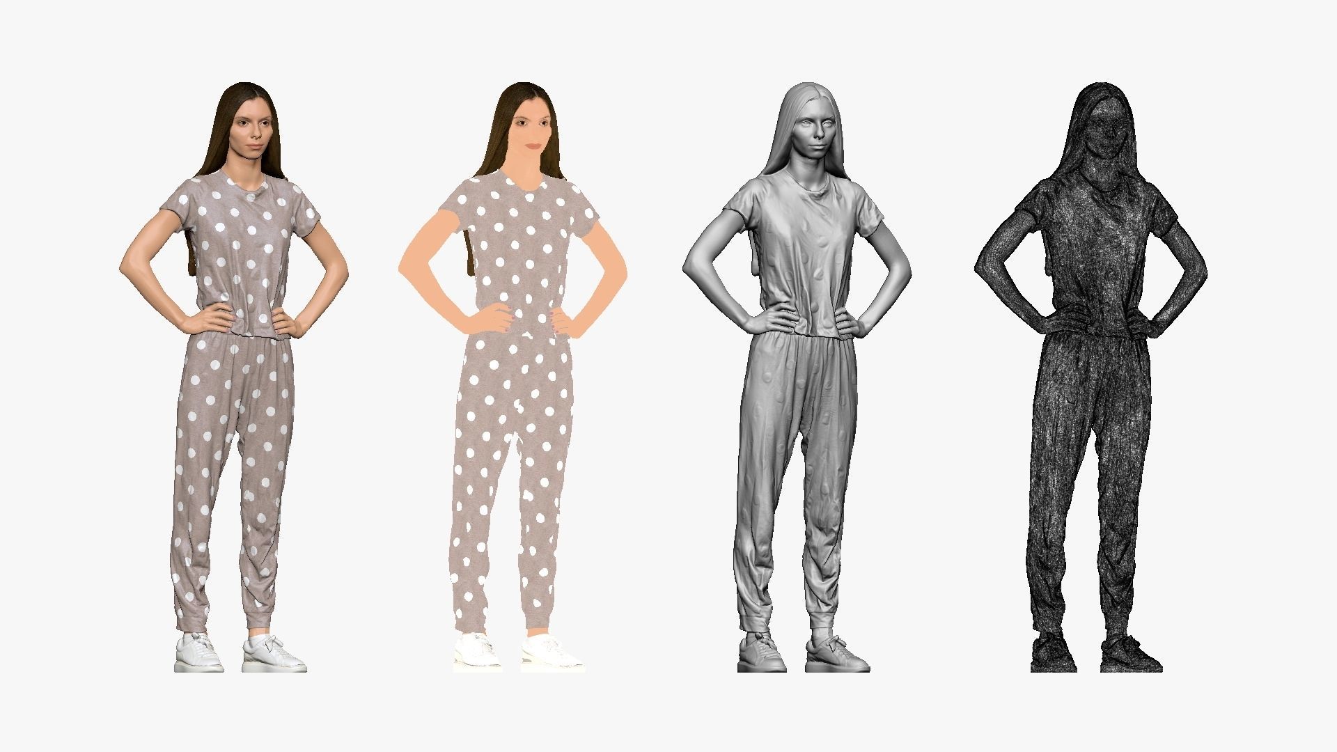 001140 woman in pijama with dots 3D model_1