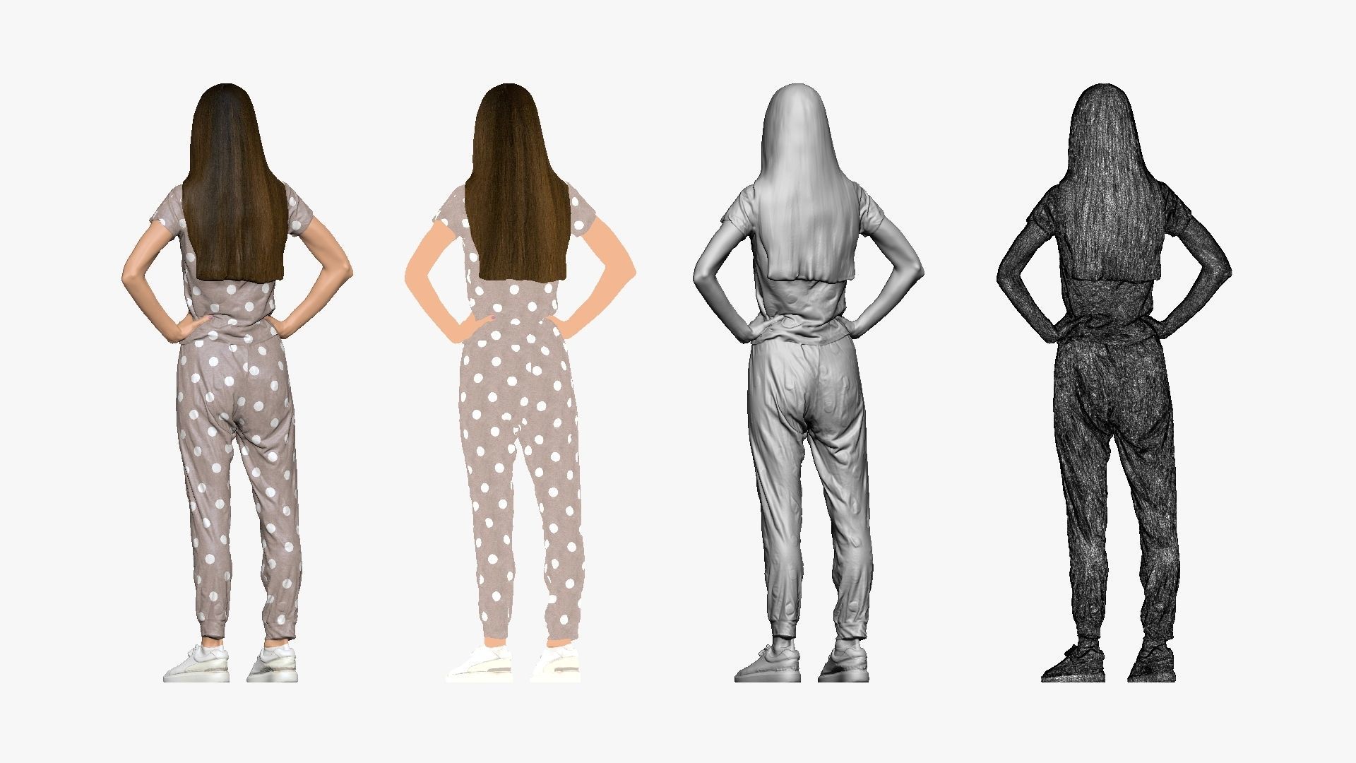001140 woman in pijama with dots 3D model_2