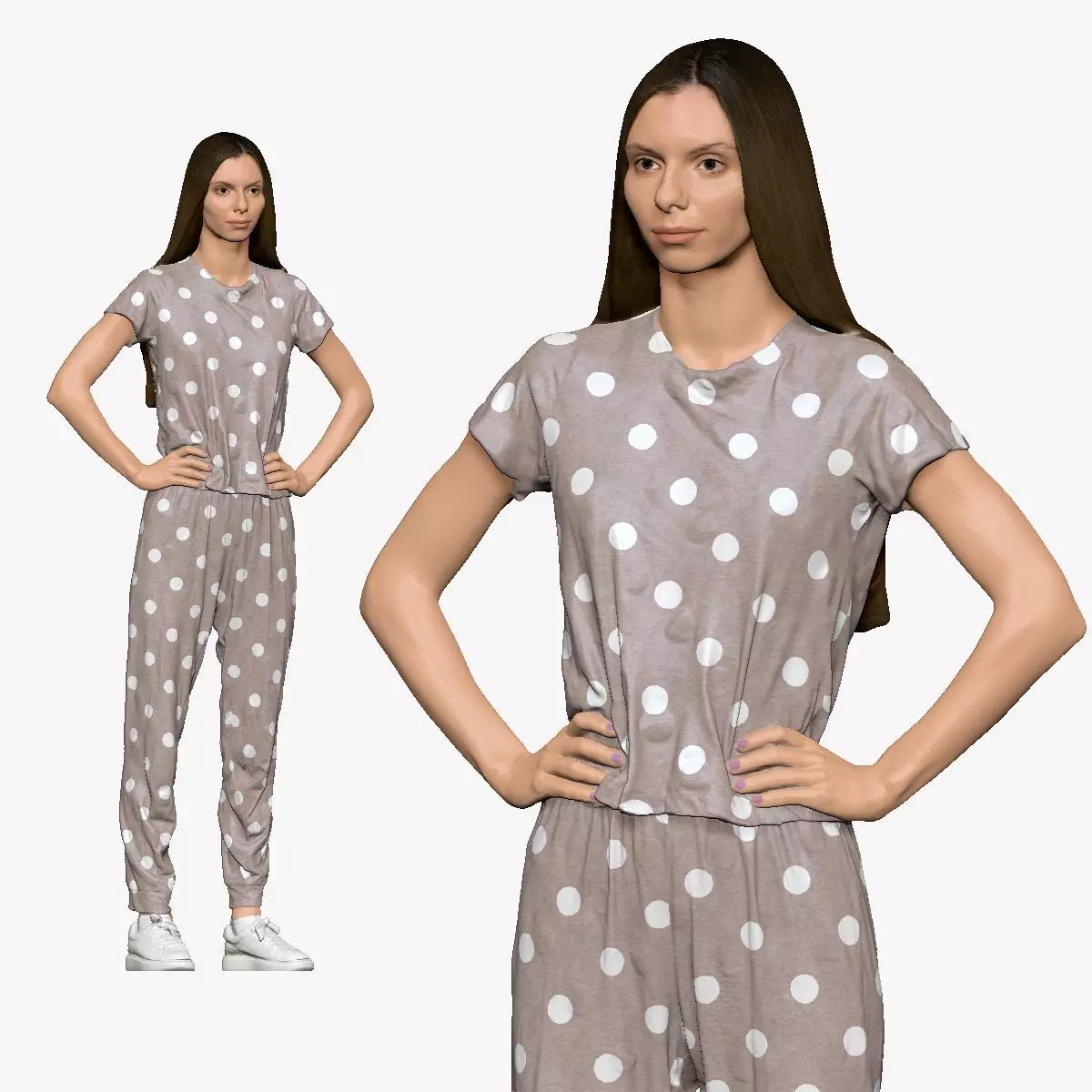 001140 woman in pijama with dots 3D model_0