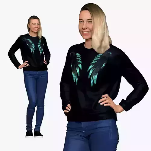 001141 syle haircut woman black top smile 3d print ready 3D print model