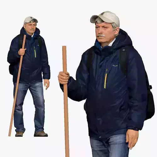 001143 oldy traveler tourist man 3d print ready