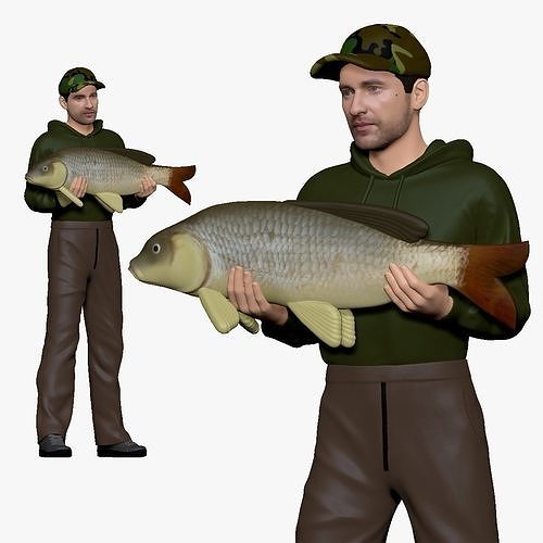001145 fish hunter with loot 3D model