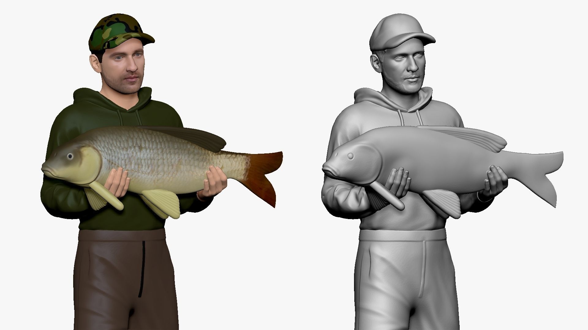 001145 fish hunter with loot 3d print ready 3D print model_5