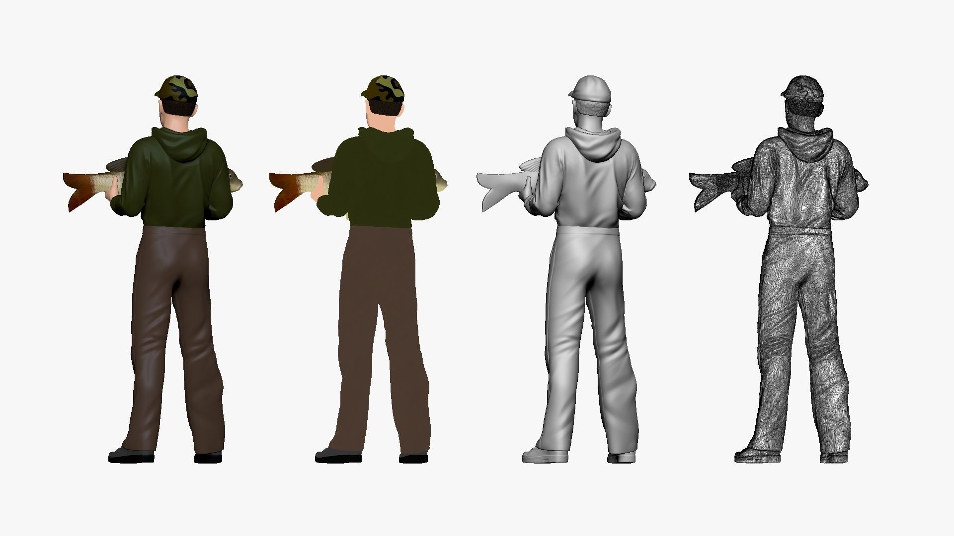 001145 fish hunter with loot 3d print ready 3D print model_2