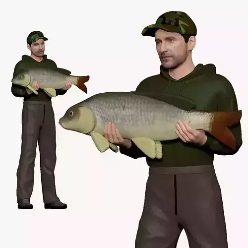 001145 fish hunter with loot 3d print ready 3D print model