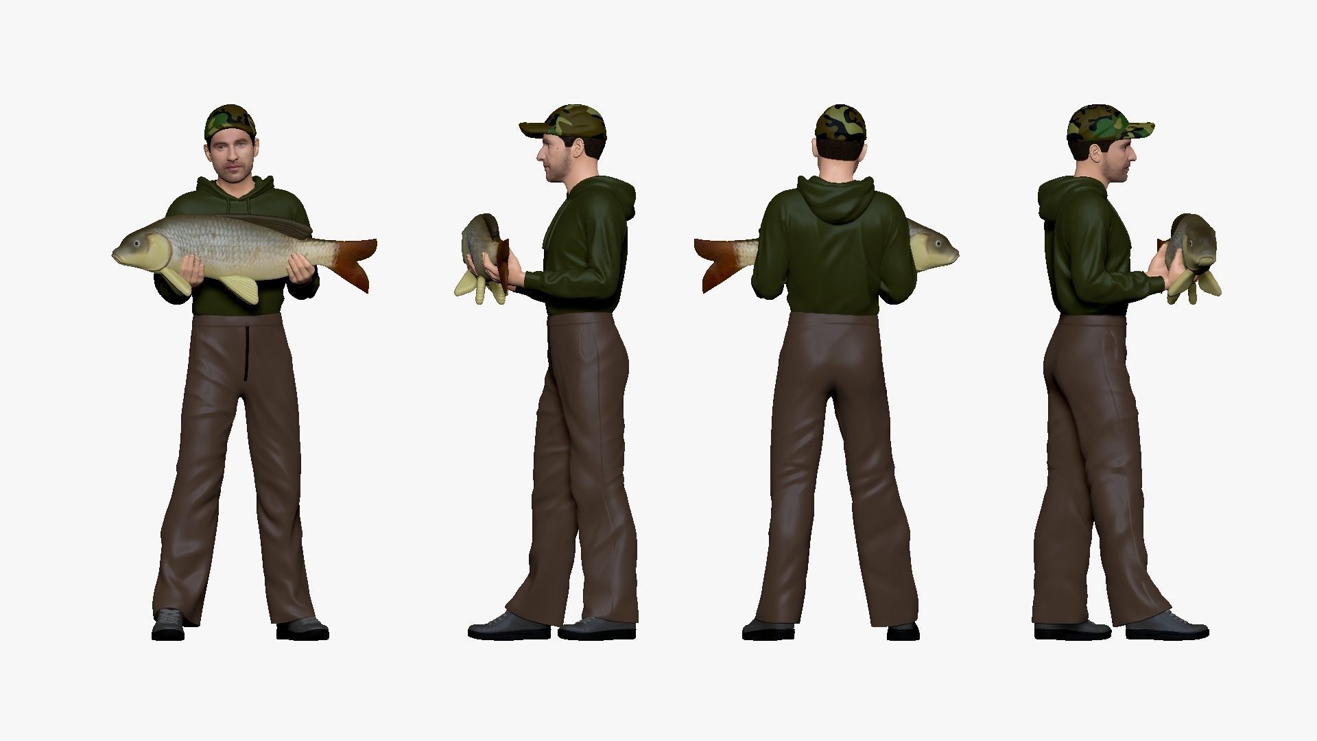 001145 fish hunter with loot 3d print ready 3D print model_3