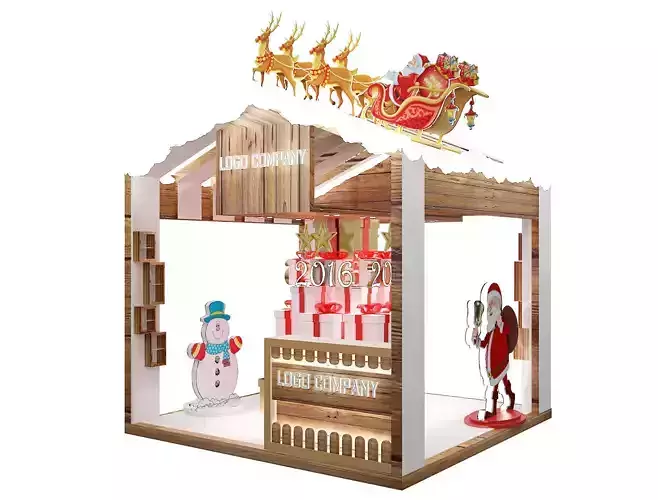  Christmas kiosk booth a65b 3D model