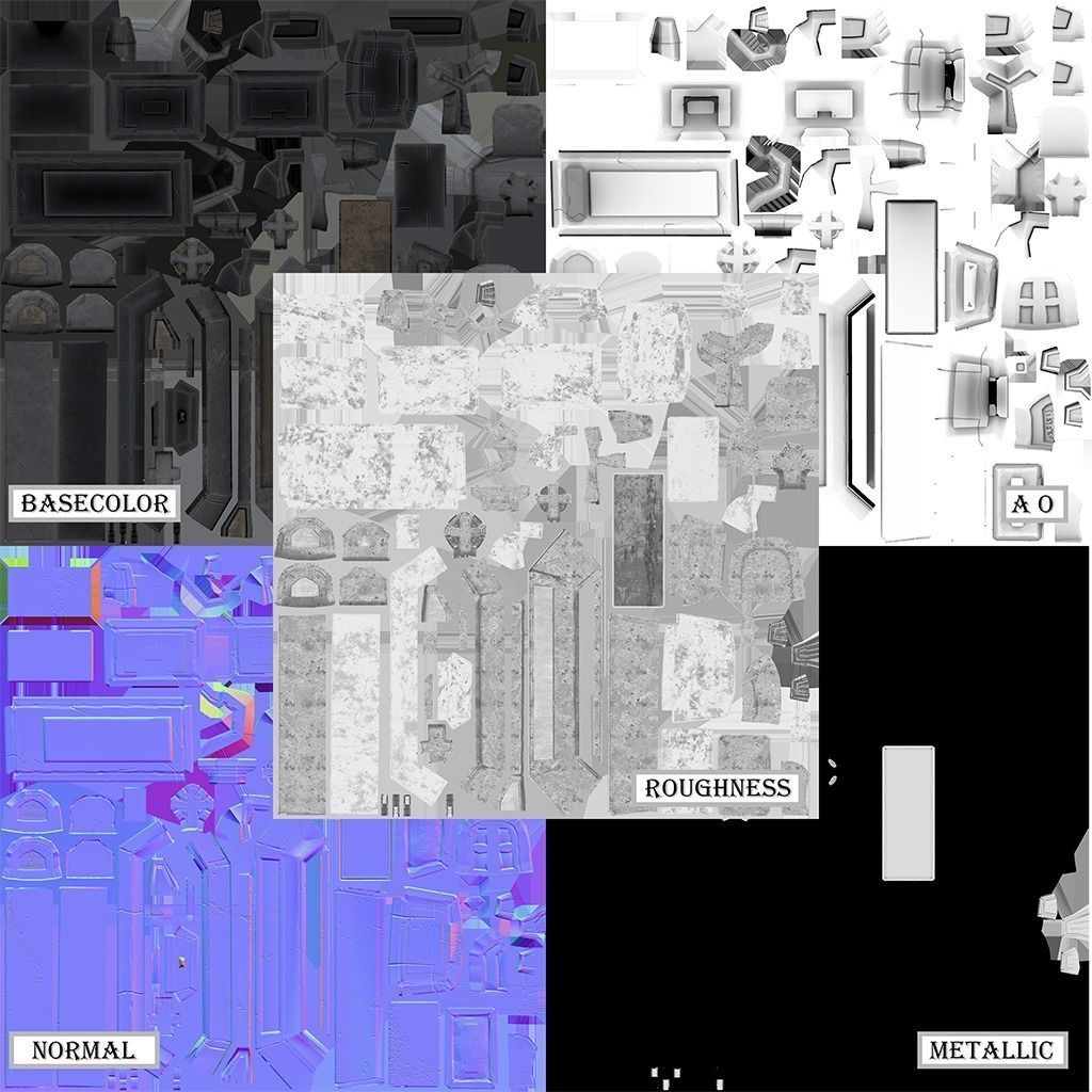 OLD CEMETERY ASSET PACK Low-poly 3D model_85