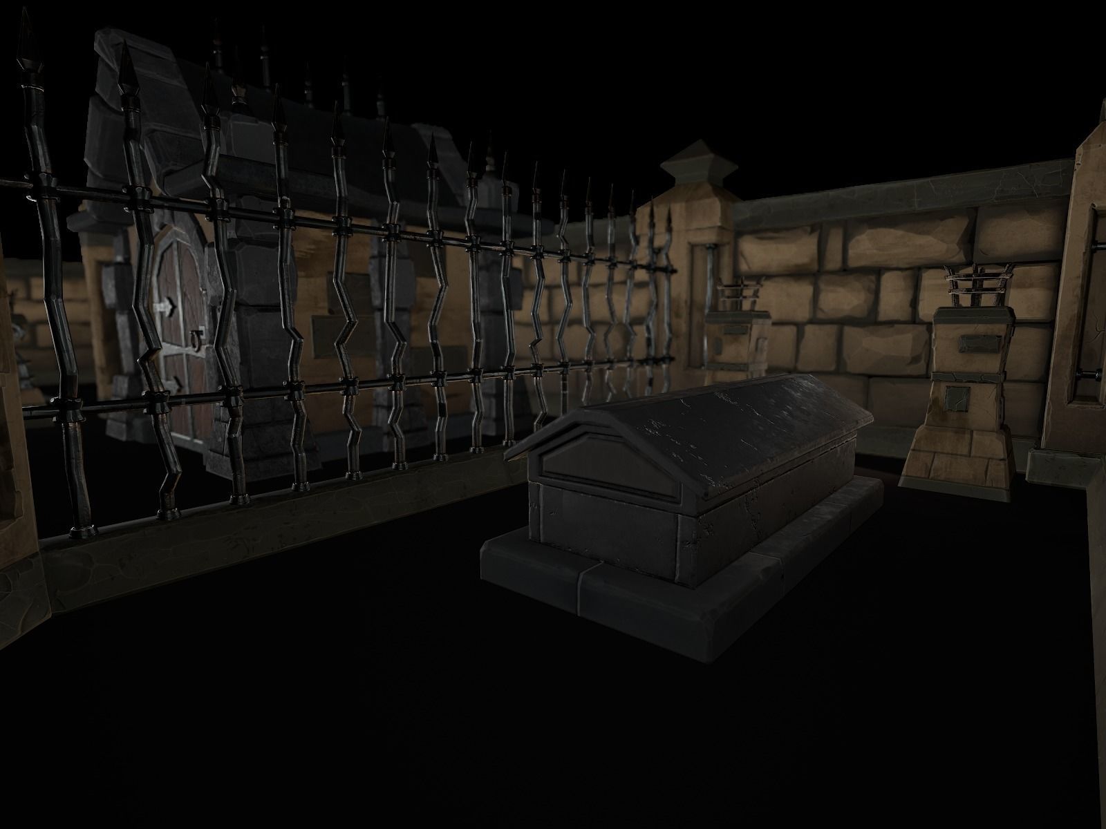OLD CEMETERY ASSET PACK Low-poly 3D model_2