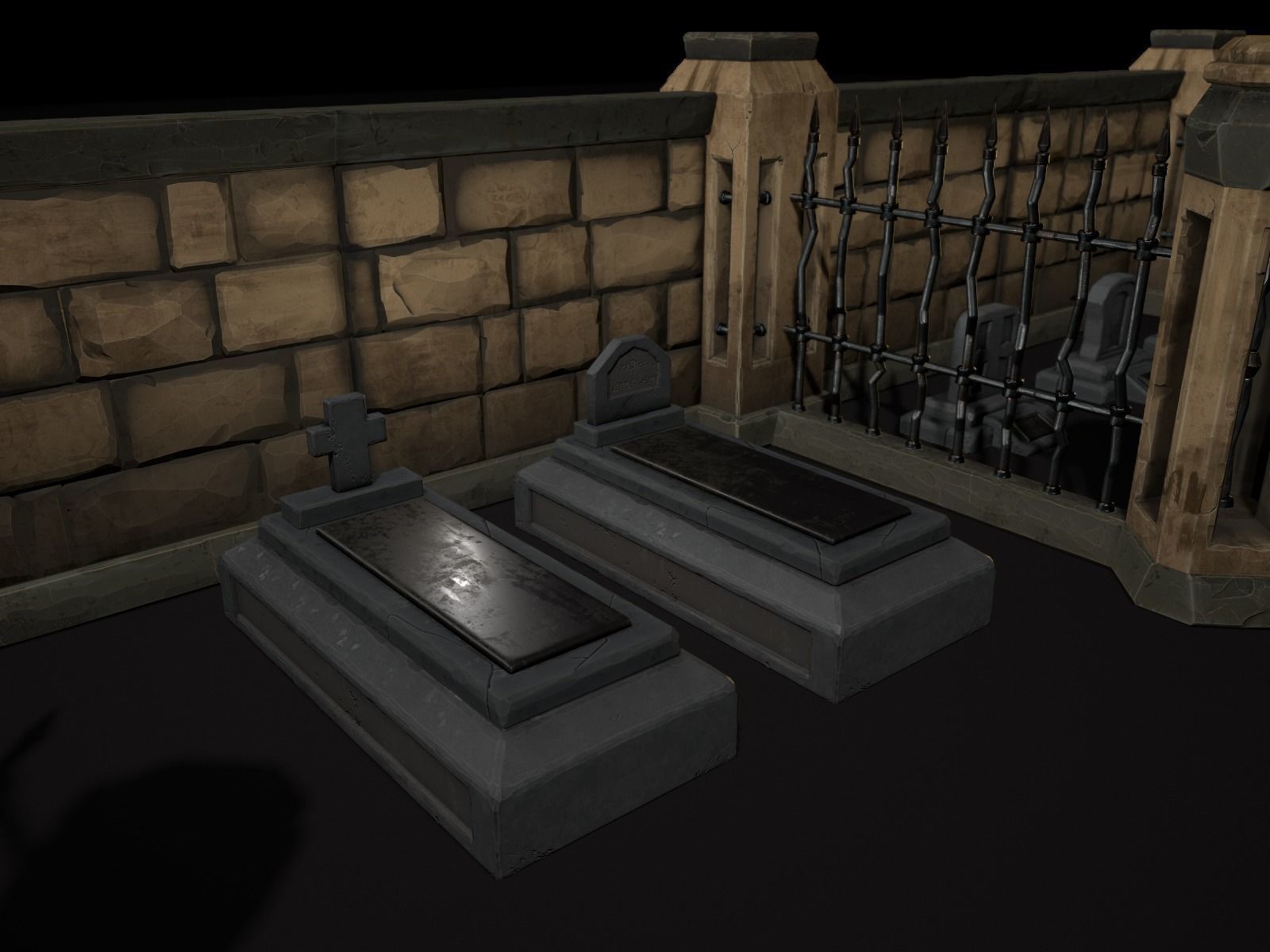 OLD CEMETERY ASSET PACK Low-poly 3D model_6