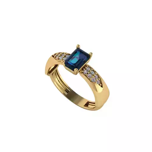 Women ring with stones for 3D printing gold and silver