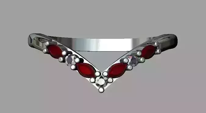 Chevron Diamond Ring  I  Marquise Curved Ring