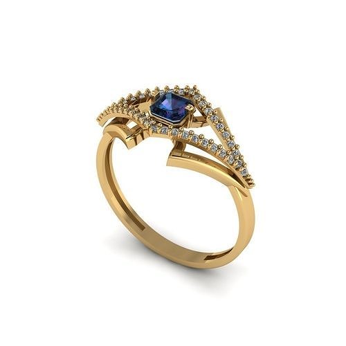 Women ring with stones for 3D printing gold and silver 3D print model