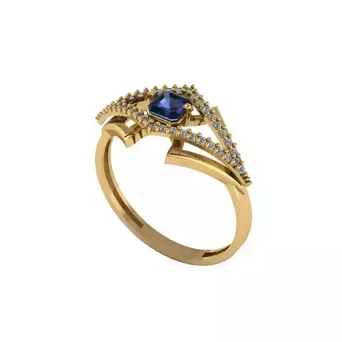 Women ring with stones for 3D printing gold and silver 3D print model