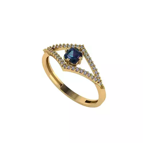 Women ring with stones for 3D printing gold and silver