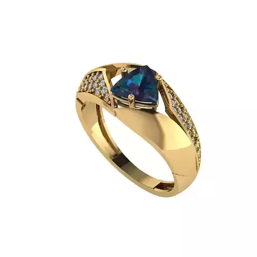 Women ring with stones for 3D printing gold and silver