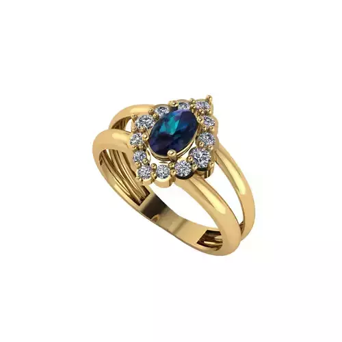 Women ring with stones for 3D printing gold and silver