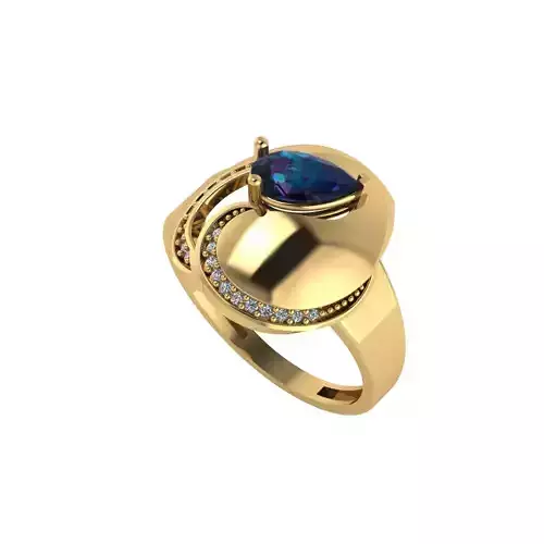Women ring with stones for 3D printing gold and silver