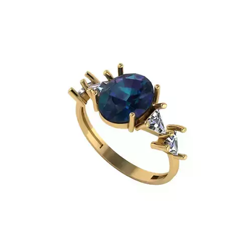 Women ring with stones for 3D printing gold and silver