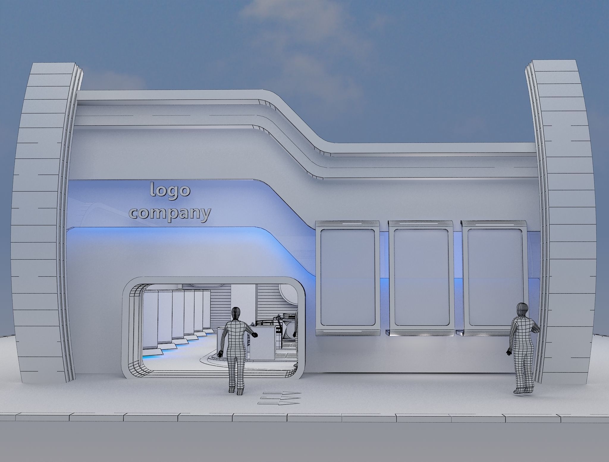 Exterior Design Tent Layout a68 3D model_3
