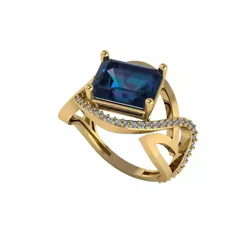 Women ring with stones for 3D printing gold and silver