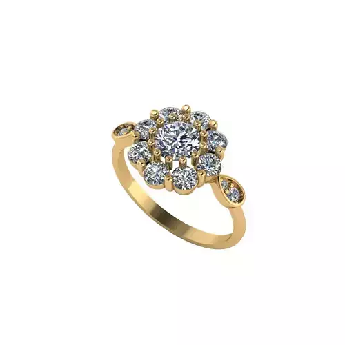 Women ring with stones for 3D printing gold and silver