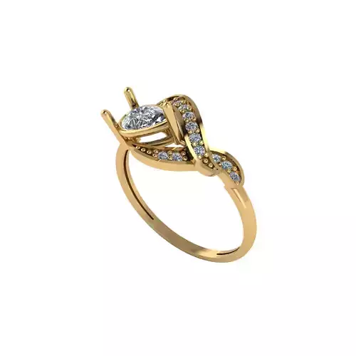 Women ring with stones for 3D printing gold and silver