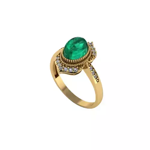 Women ring with stones for 3D printing gold and silver 3D print model