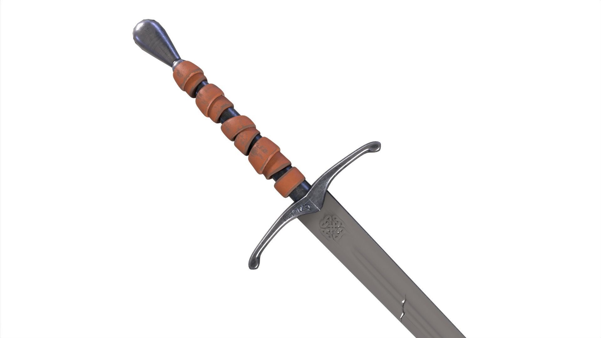Long Sword with PBR material Game ready Low-poly 3D model_2