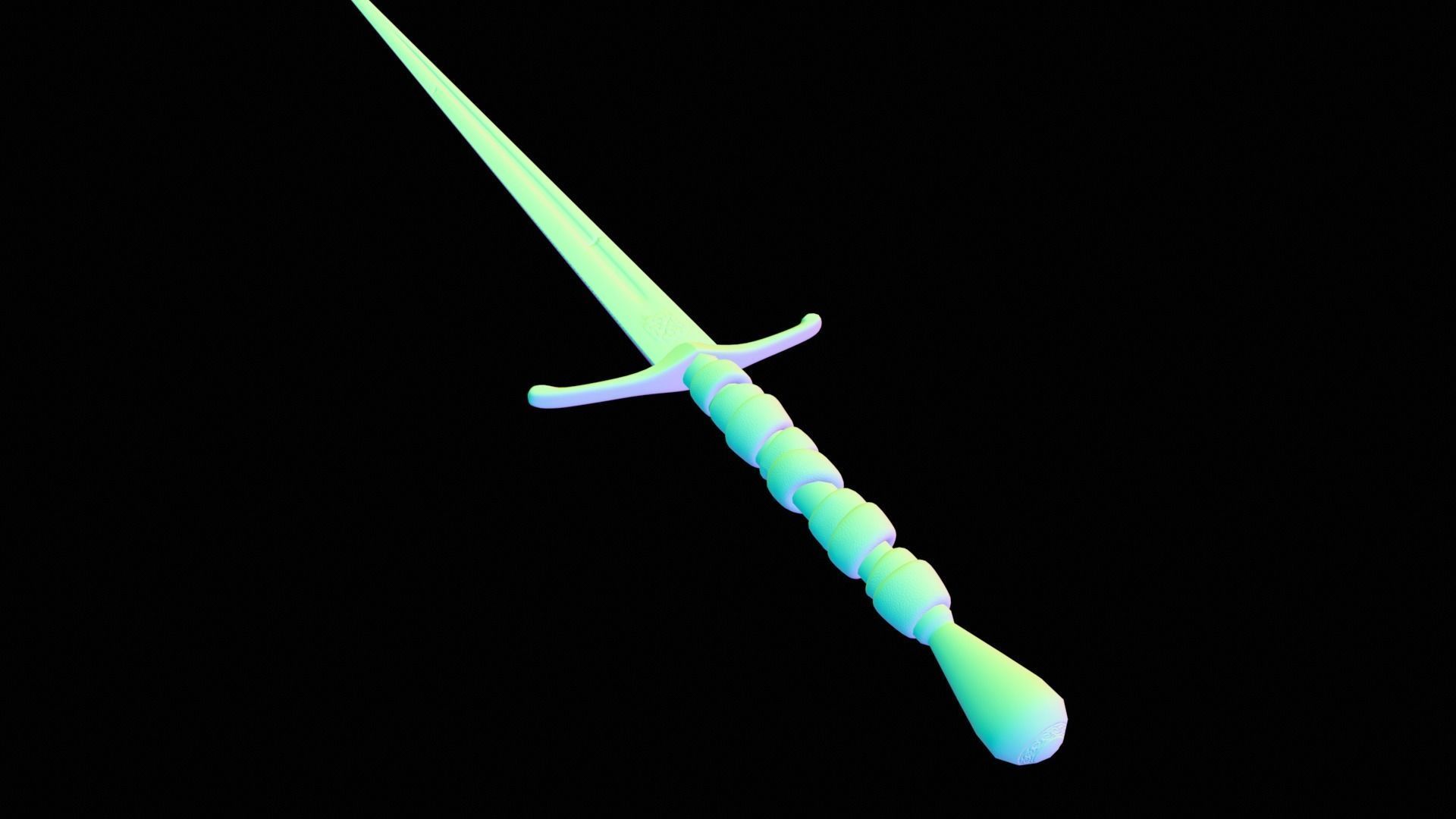 Long Sword with PBR material Game ready Low-poly 3D model_22