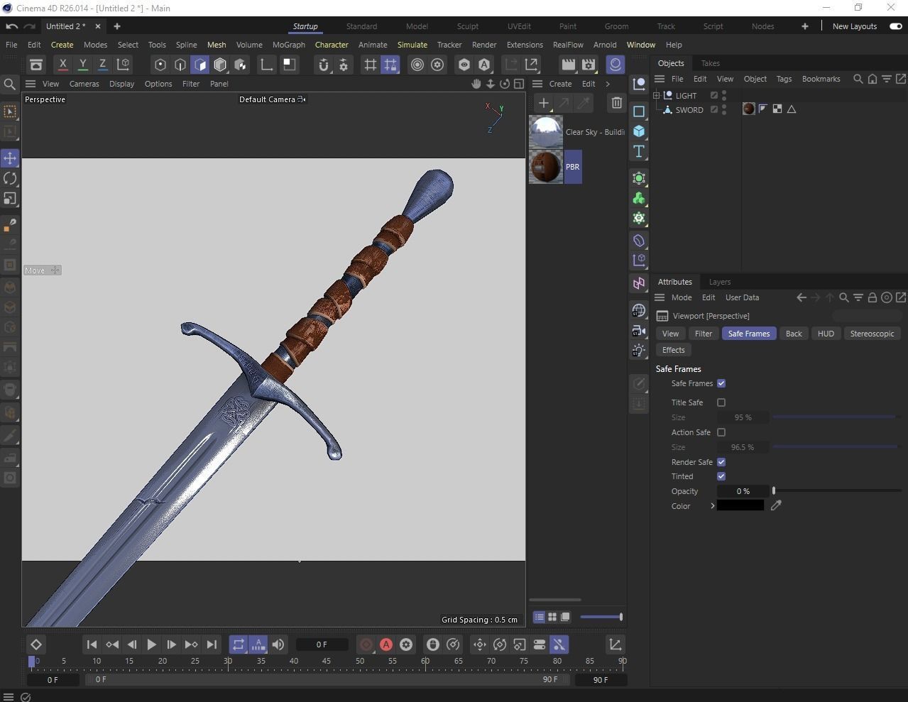 Long Sword with PBR material Game ready Low-poly 3D model_10