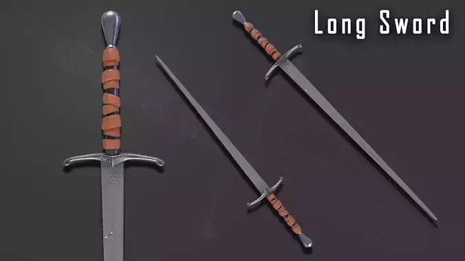 Long Sword with PBR material Game ready Low-poly 3D model