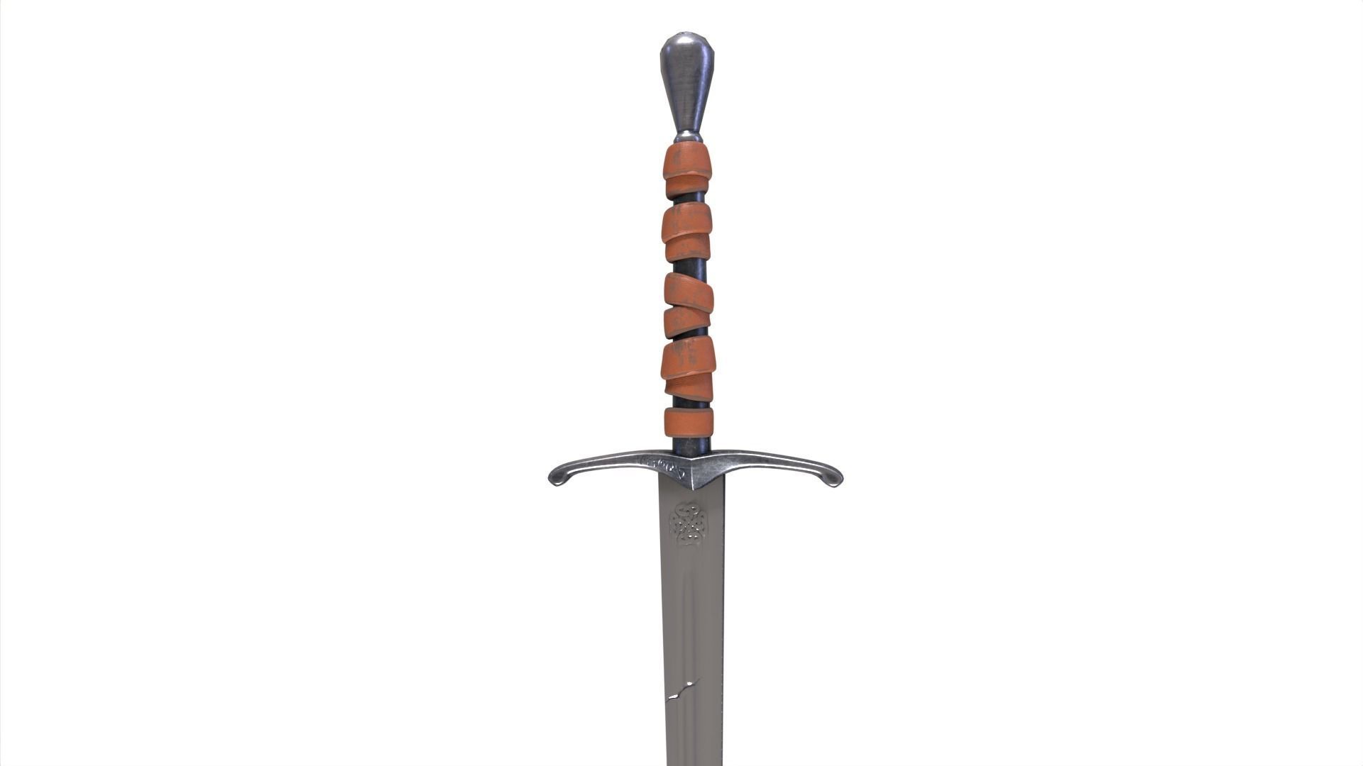 Long Sword with PBR material Game ready Low-poly 3D model_4