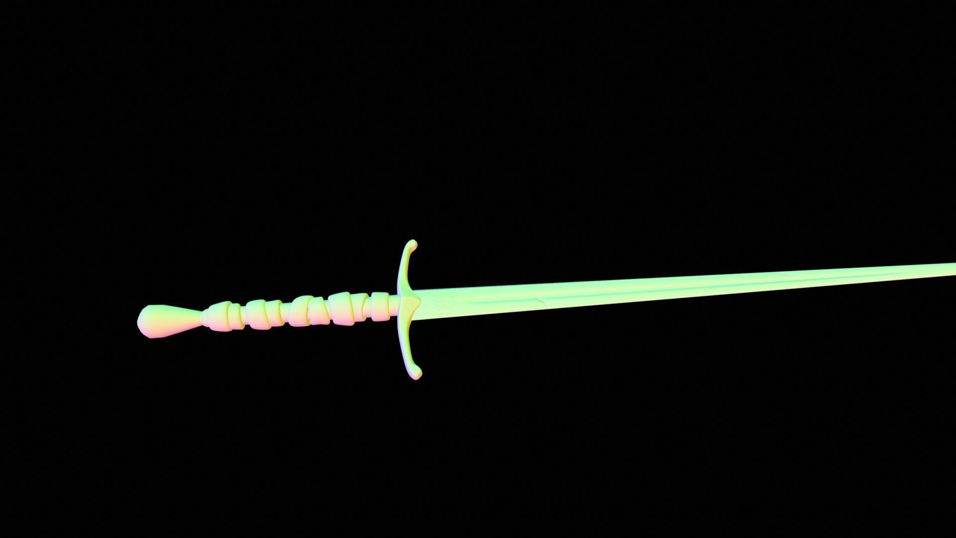 Long Sword with PBR material Game ready Low-poly 3D model_23