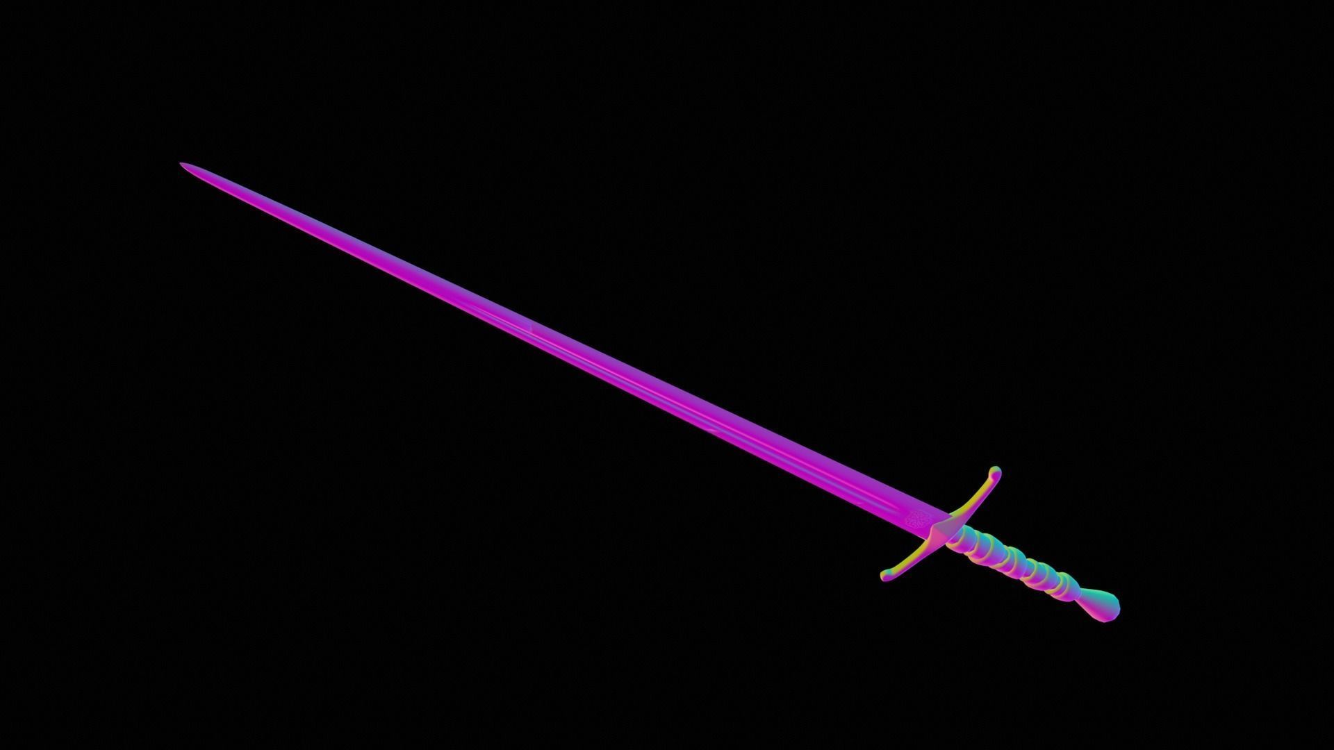 Long Sword with PBR material Game ready Low-poly 3D model_27