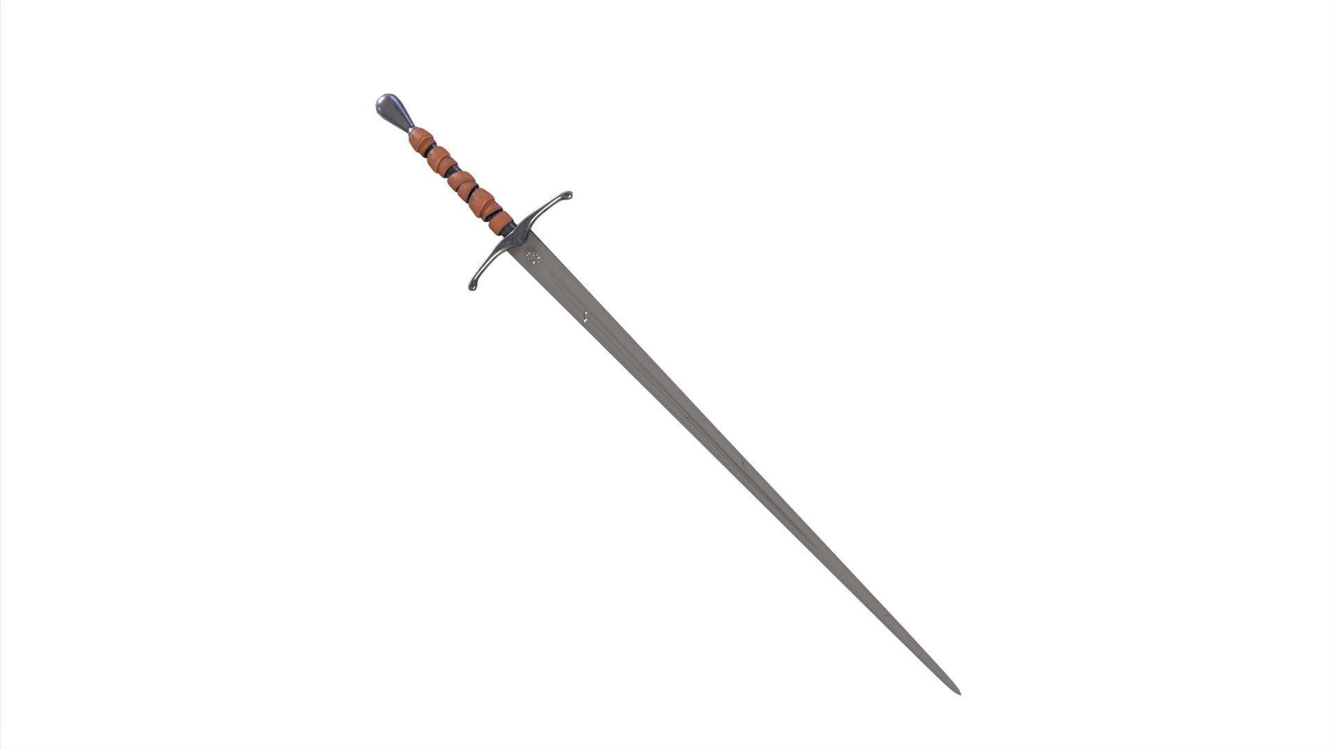 Long Sword with PBR material Game ready Low-poly 3D model_3