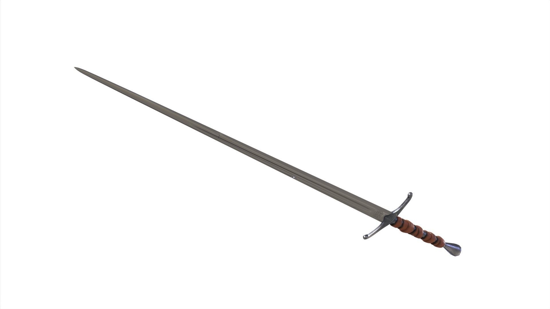 Long Sword with PBR material Game ready Low-poly 3D model_9