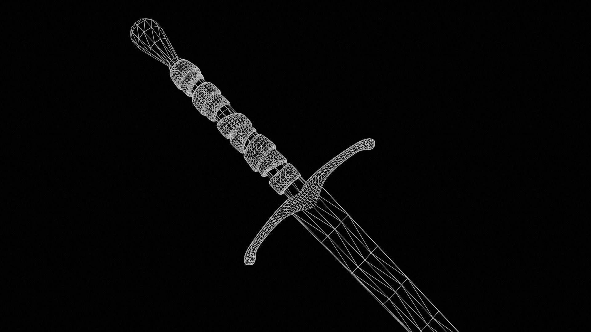 Long Sword with PBR material Game ready Low-poly 3D model_37